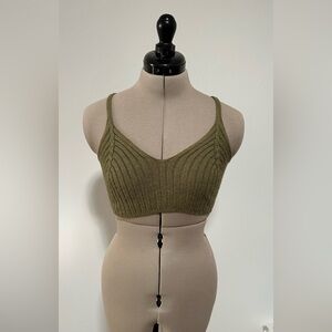 Olive Green Knit Bralette Top